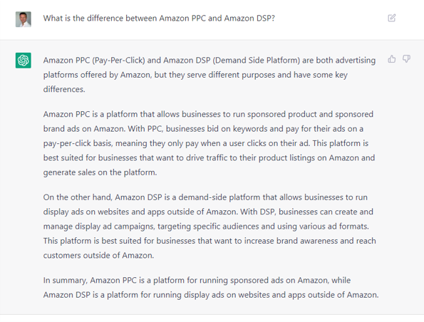 amazon dsp vs ppc explanation with ChatGPT